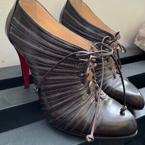 Christian Louboutin Chocolate Brown Booties Size 38 1/2